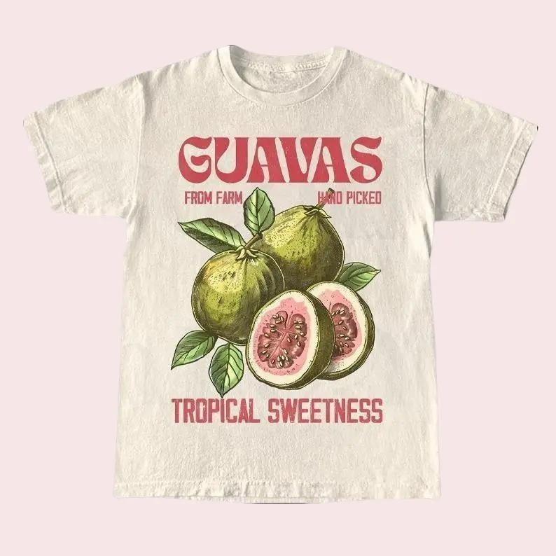 Guavas Retro Commercial Graphic Shirt, Vintages Guavas Label T-Shirt, Exotic Fruit Lover Tee, Cute Unisex Adult Graphic,...