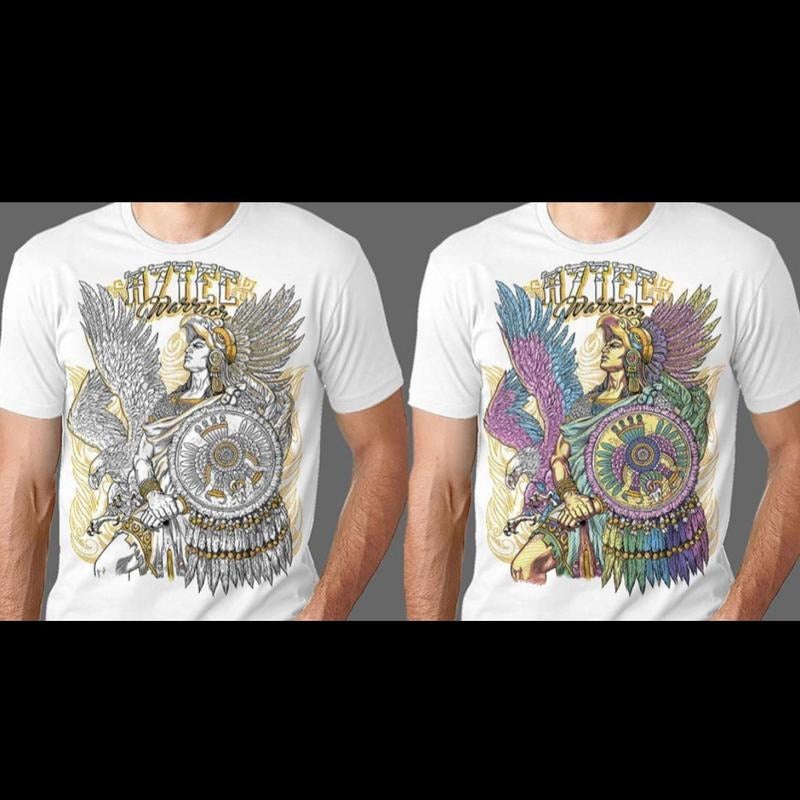Guerrero azteca 1 T-shirts White Cotton Slim-fitting Menswear Hoodie, Sweatshirt | GrindPrints.com