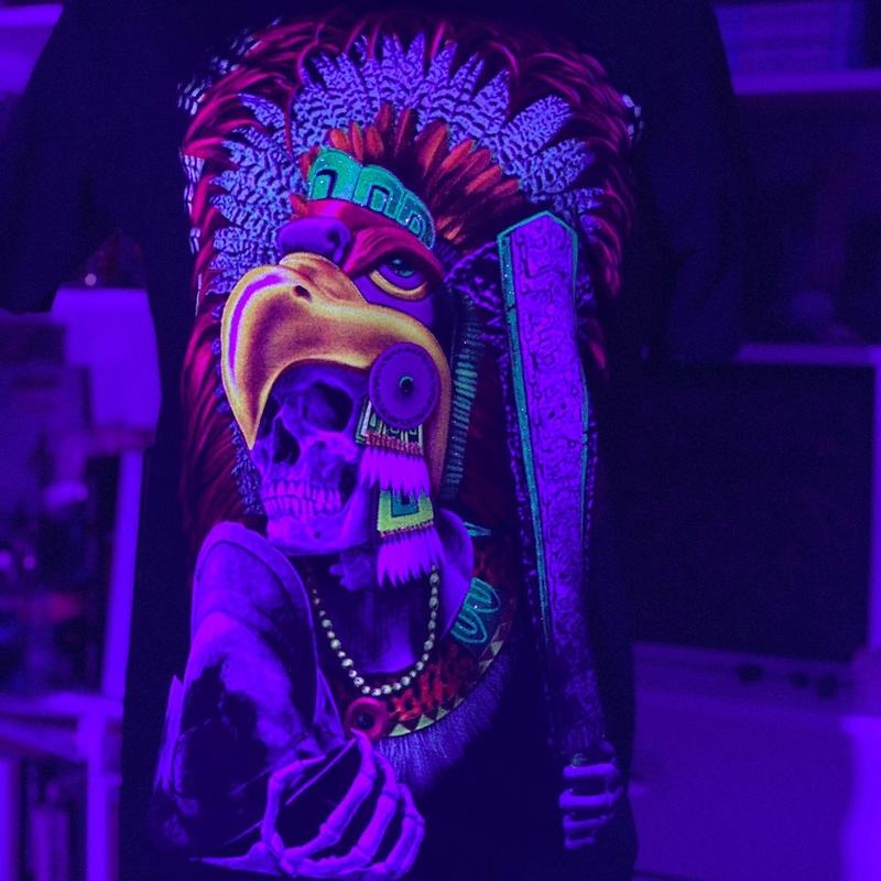 Guerrero azteca calavera T-shirt Black Cotton Hoodie, Sweatshirt | GrindPrints.com