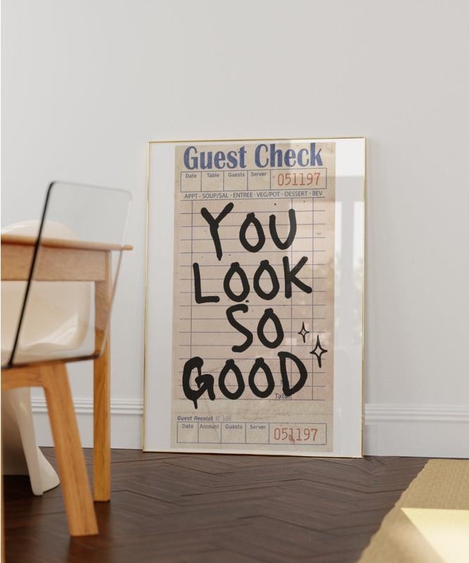 Guest Check Matte Fine Art Print, Trendy Wall Art Prints, Guest Check Poster, You Look So Good, Preppy Girly Art, Poster...