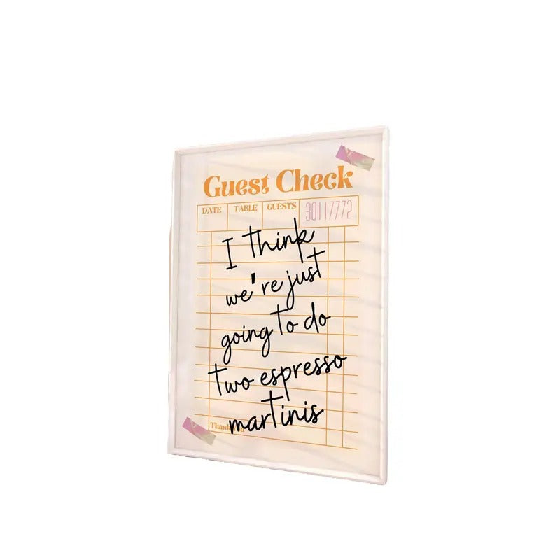 Guest Check Receipt, Espresso Martinis Art, Bar Cart Art Decor, Retro Guest Check Poster, Trendy Kitchen Wall Art Print,...