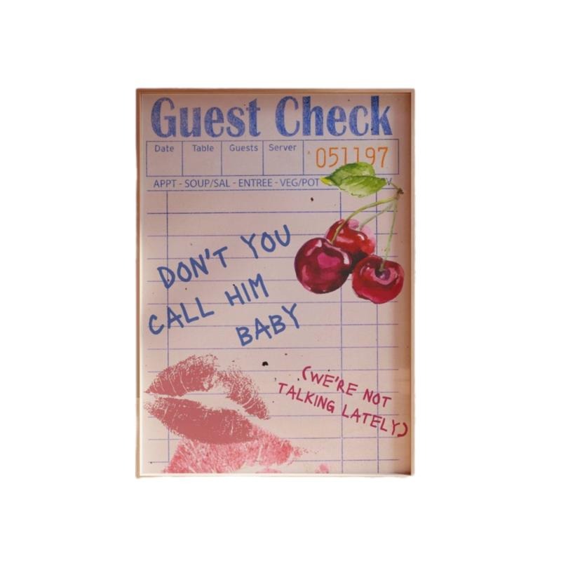 Guest Check Trending Poster Print, Retro Art Print, Preppy Room Decor, Pink Maximalist Decor, Poster Prints No Frame,...