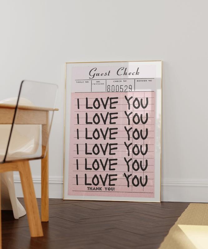 Guest Check Wall Art, Coquette Room Decor, Galentines Day Decor, Pink Bow - Lover Girl Aesthetic Art, Poster Prints No...