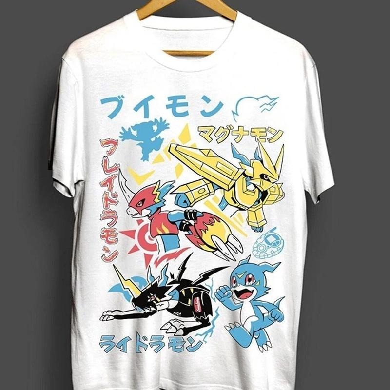 Guilmon Omnimon Anime Gift White Shirt All Size Veemon Digimon Adventure T-shirt Hoodie, Sweatshirt | GrindPrints.com