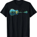 Guitar Lake Reflections Night Sky and Moon Guitar T-Shirt | Unisex Cotton Tee, Short Sleeve, Crewneck, Size S-5XL Hoodie,...