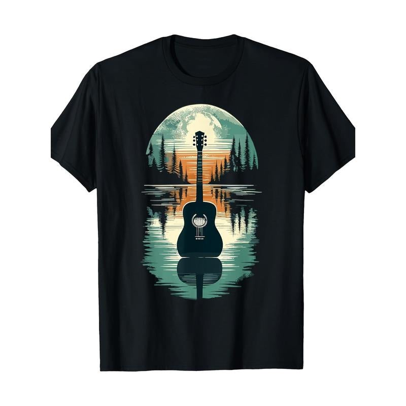 Guitar Lake Shadow Guitar Musician 100% cotton T-shirt Made in USA Hoodie, Sweatshirt | GrindPrints.com