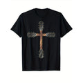 Guitar Print Men's Cotton Graphic T-shirt, Casual Short Sleeve Crew Neck T-shirt, Men's Tee For Outdoor made in usa...