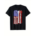 Guitar Print Men's Cotton Graphic T-shirt, Casual Short Sleeve Crew Neck T-shirt, Men's Tee For Outdoor made in...