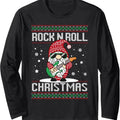 Guitarist Santa Gnome Guitar Rock n Roll Xmas Ugly Christmas Long Sleeve T-Shirt Hoodie, Sweatshirt | GrindPrints.com