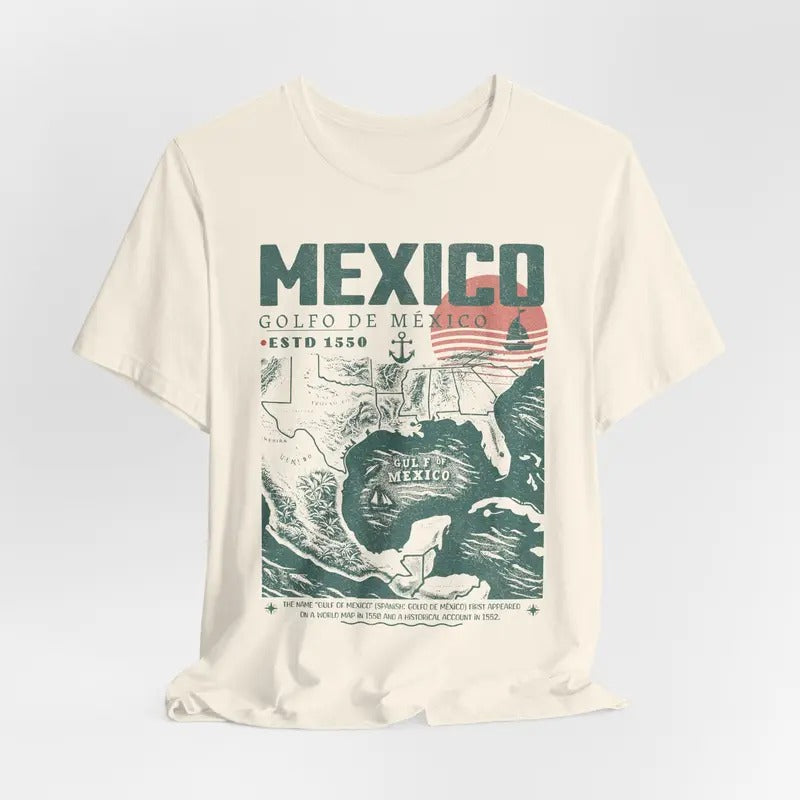 Gulf of Mexico Shirt, Golfo de México 1550 Retro Vintage Art Shirt, Vacation Mexico Shirt, Gulf of Mexico Forever Unisex...