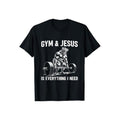 Gym and Jesus Christian Weight Lifting T-Shirt Casual Style Crew Neck Short Sleeve T-Shirt Tops Trendy for Unisex,...