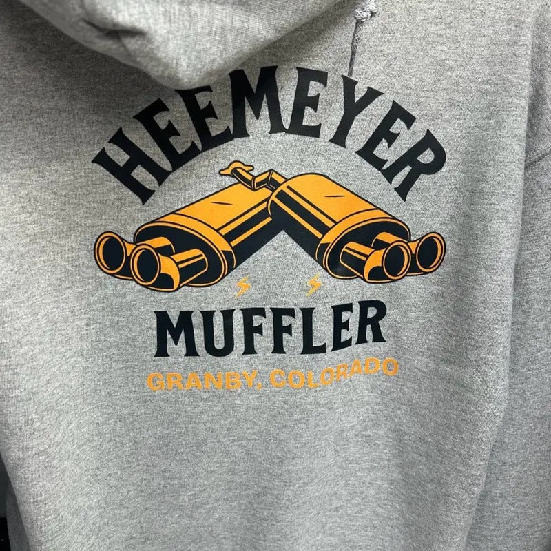 HEEMEYER MUFFLER Hoodie in Gray with Yellow Binoculars Design, Soft Cotton Sweater for Men T-Shirts, Sweatshirt