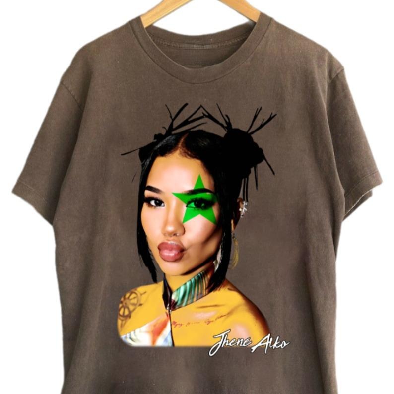HOT Jhene Aiko Green Star Big Face Shirt T-Shirts, Hoodie, Sweatshirt