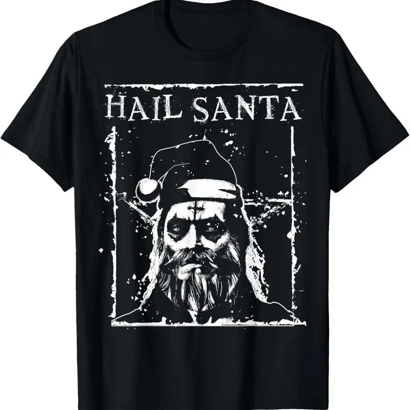 Hail Santa Heavy Metal Headbanger Ugly Christmas T-Shirt Hoodie, Sweatshirt | GrindPrints.com