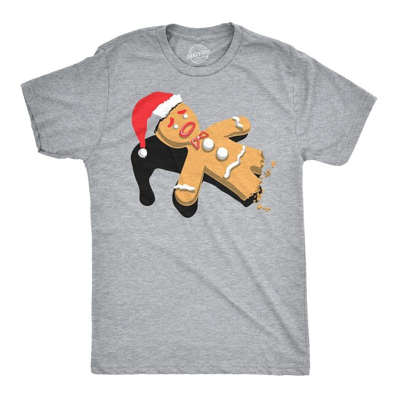 Half-Eaten Gingerbread Man t-shirt Funny Mens Christmas T-Shirts Mens Funny T Shirts Cool Tees Soft Stylish Casual...