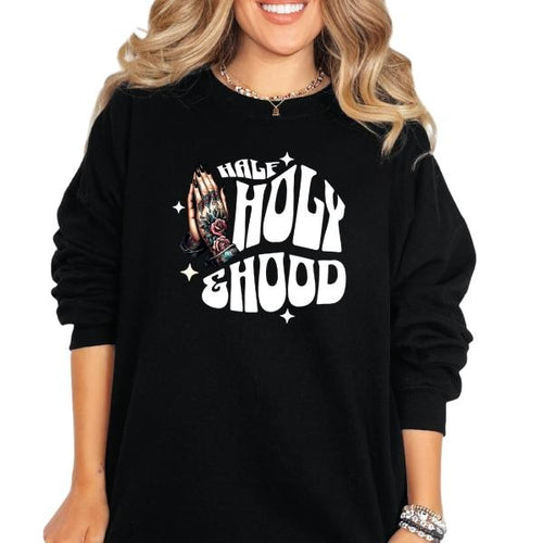 'Half Hood, Half Holy' Sweatshirt, T Shirt, or Hoodie | Vintage Grunge Aesthetic with Skulls, Retro Vibes | Casual...