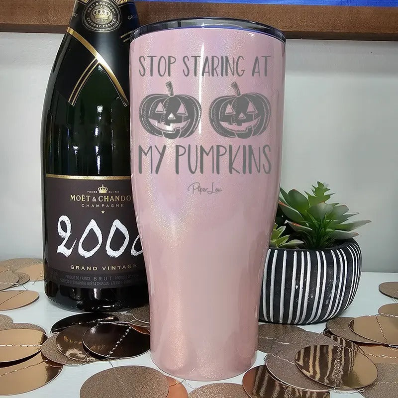 Halloween | Stop Staring At My Pumpkins Laser Etched Tumbler T-Shirts, Hoodie, Sweatshirt | GrindPrints.com