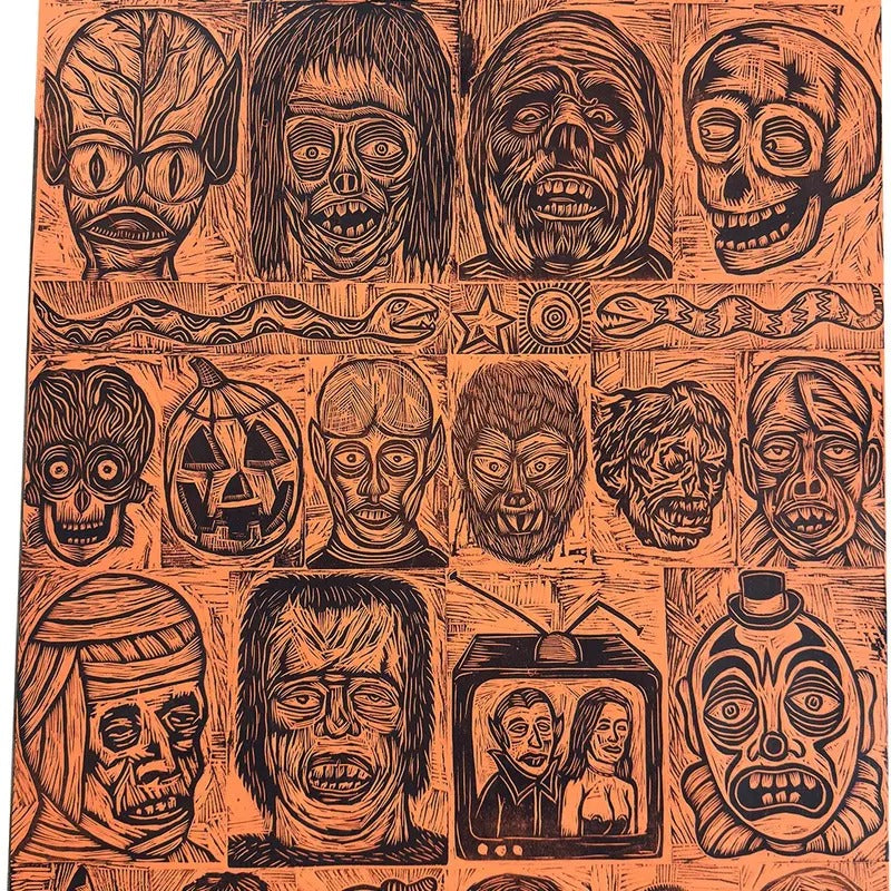Halloween  Monster Max  Signed Woodcut Print T-Shirts, Hoodie, Sweatshirt | GrindPrints.com