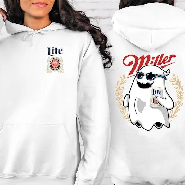Halloween Beer, Ghost holding a beer, Halloween Gift, Holliday Gift, Hoodie & Sweater, Perfect Gift, Mill  T-shirt,...
