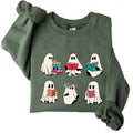 Halloween Bookish Ghost Crewneck Sweatshirt Hoodie Tshirt, Halloween 2024 Gifts | GrindPrints.com