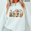 Halloween Coffee Sweatshirt, Western Halloween Coffee, Howdy Latte Sweatshirt, Spooky Season Graphic Oversized Halloween...