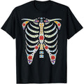 Halloween Day of Dead Skeleton Flowers Decorated T-Shirt made in usa Hoodie, Sweatshirt | GrindPrints.com