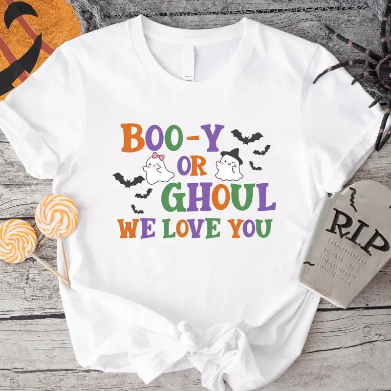 Halloween Gender Reveal Party Boo Y Ghoul We Love You Shirt Matching Baby Announcement Shirt Maternity Boy Girl Announcement T-Shirts, Hoodie, Sweatshirt