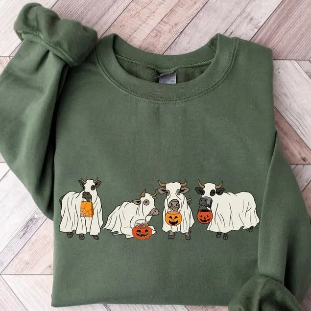 Halloween Ghost Cow Western Halloween Cow Halloween Cowboy Shirt Halloween Ghost Halloween Cow Halloween Hoodiestyle{N002}2 T-Shirts, Hoodie, Sweatshirt