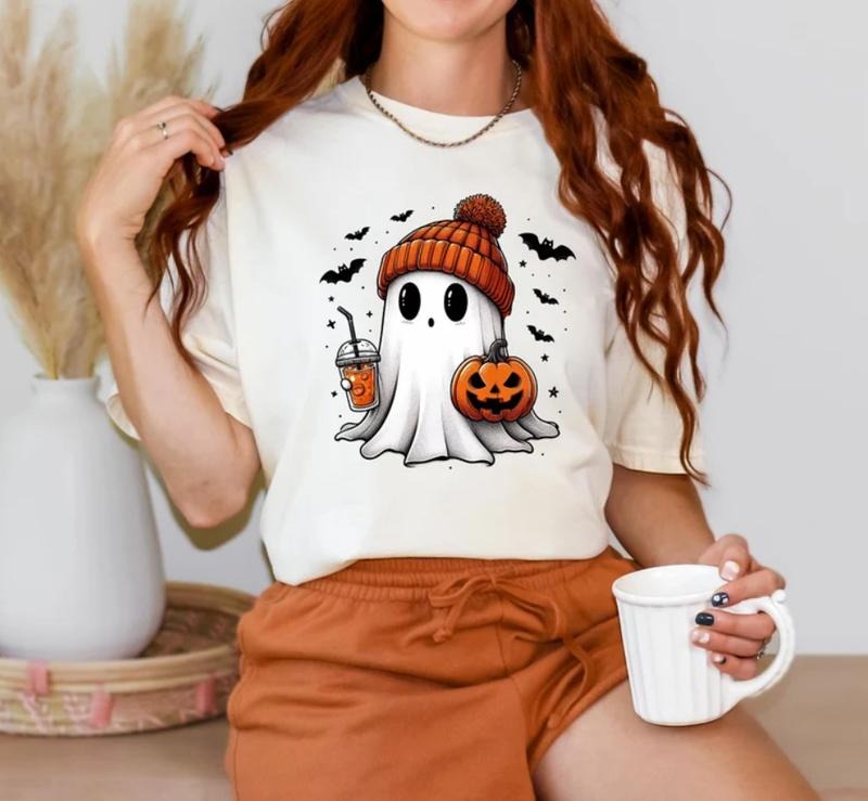 Halloween Ghost Shirt, Cute Halloween Shirt Hoodie, Sweatshirt | GrindPrints.com