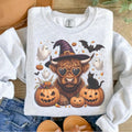 Halloween Highland Cow Sweatshirt - Ash Grey - Halloween Sweatshirt T-Shirts, Hoodie | GrindPrints.com