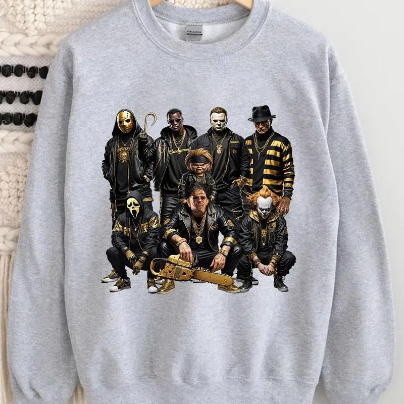Halloween Horror Characters T-Shirt Sweatshirt Hoodie, Funny Halloween Graphic Tee Shirt | GrindPrints.com