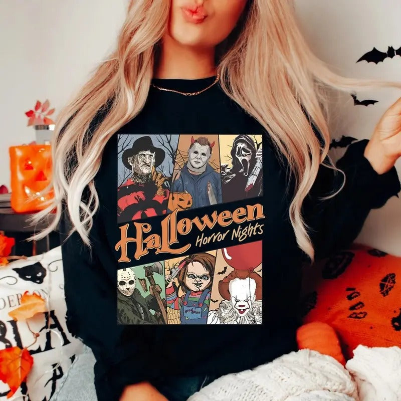 Halloween Horror Nights Shirt, Vintage Halloween Sweatshirt, Halloween Horror Movie Hoodie, Halloween Shirt | GrindPrints.com
