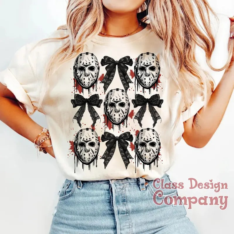 Halloween Horror Shirts, Halloween Coquette Bow Sweatshirts, Horror Character Sweatshirt, Halloween Character Shirt,...