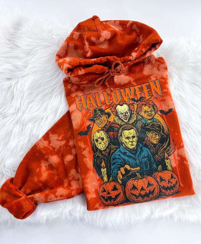 Halloween Horrors Bleached Graphic Sweatshirt or HoodieUnisex  Womenswear Crewneck Casual Tshirt Top Hoodie | GrindPrints.com