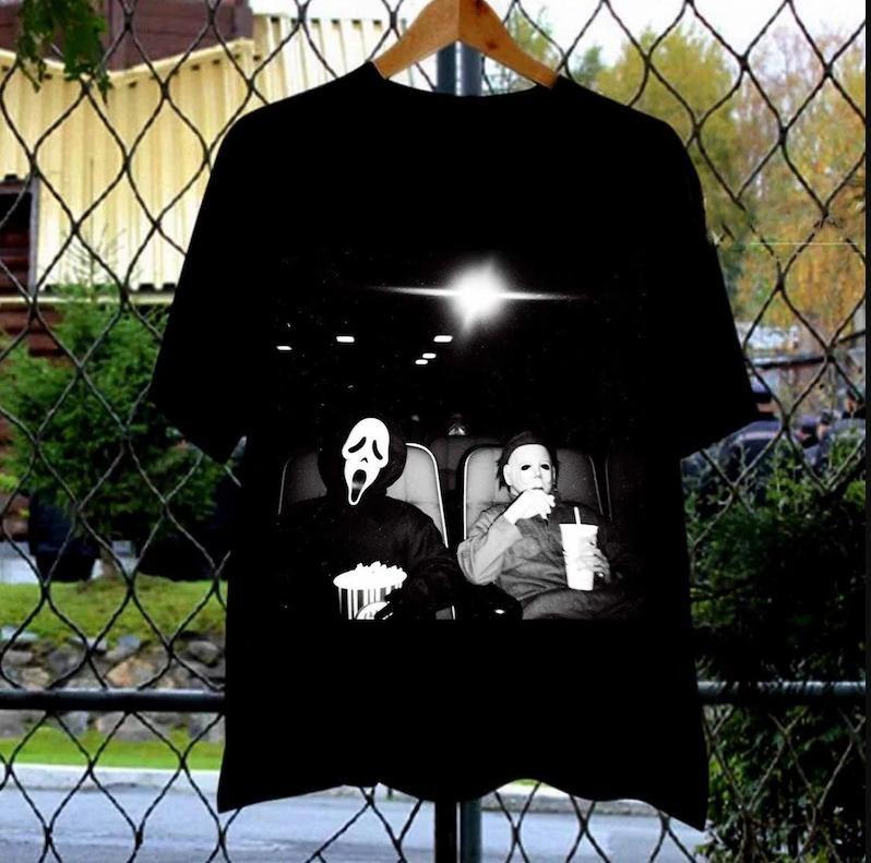 Halloween Michael Myers and Ghost Face Shirt, Halloween Horror Movie Fan Classic Cotton Hoodie, Sweatshirt | GrindPrints.com