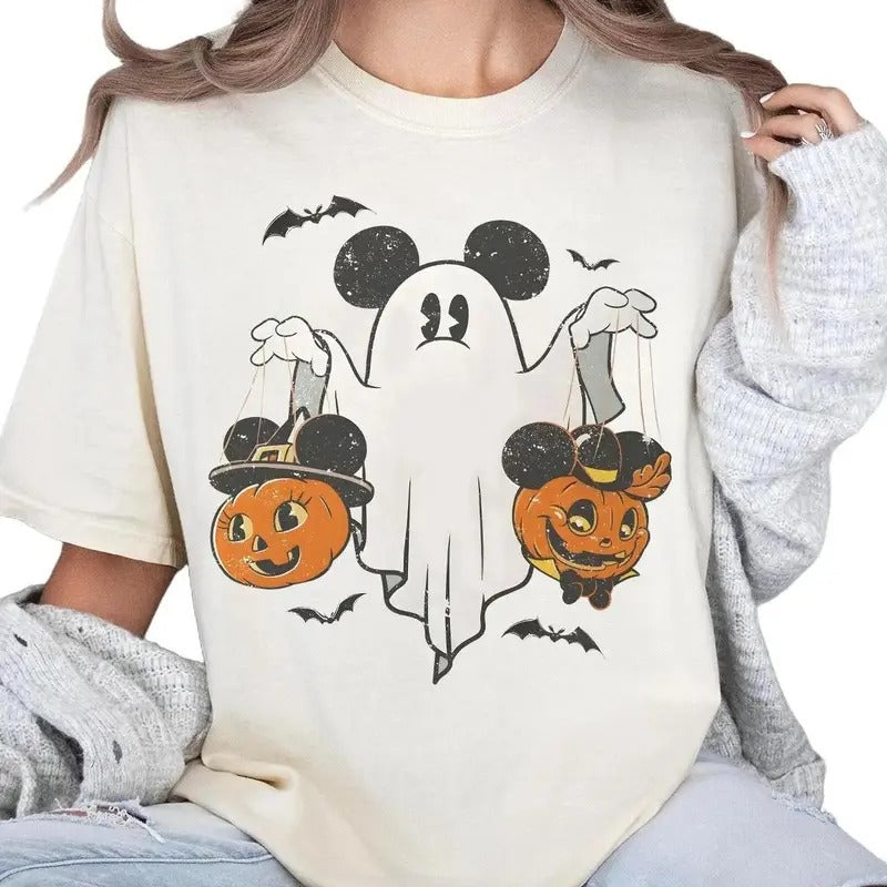 Halloween Mouse Ghost Comfort Colors Shirt, Retro Spooky Season Tshirt, Cute Halloween Gifts Hoodie, Sweatshirt