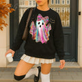Halloween Party Cute Rainbow Ghost Hoodir Colorful Bow Spirit Top Spooky Fall T-Shirts, Hoodie, Sweatshirt
