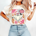 Halloween Pink Ghost Shirt, Leopard Pink Pumpkin Sweatshirt, Boho Floral Fall Tee, Halloween Autumn Vibes, Spooky Season...