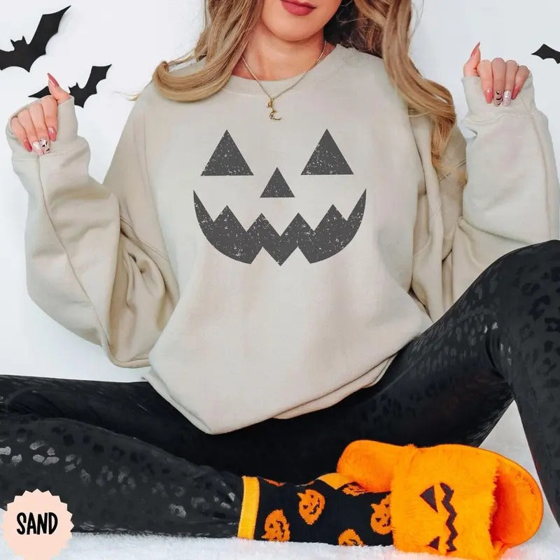 Halloween Pumpkin Pumpkin Face Jack O' Lantern Cotton Womenswear T-Shirts, Hoodie, Sweatshirt