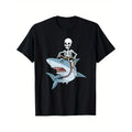 Halloween Shark Skeleton Riding a Shark T-Shirt, Halloween Thanksgiving Christmas Gift for Men Family Friends Made in USA...