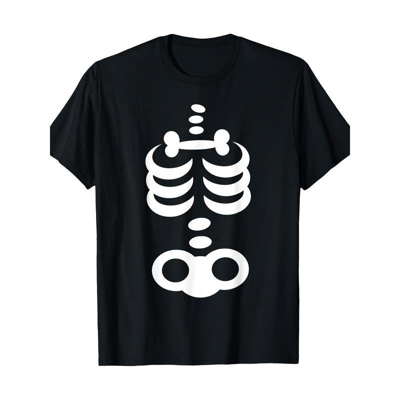 Halloween Skeleton Graphic Tee - 100% Cotton, Short Sleeve, Crew Neck