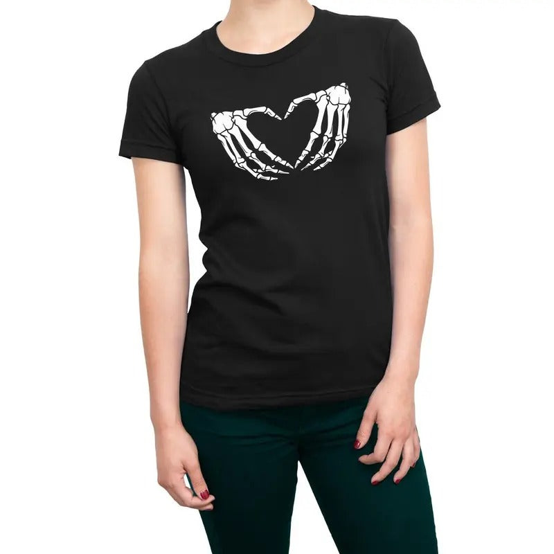 Halloween Skeleton Hand Heart Women's T-Shirt Casual Comfort Hoodie, Sweatshirt | GrindPrints.com