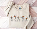 Halloween Skeleton Sweatshirt, Dancing Skeleton Sweatshirt, Pumpkin Skeleton Graphic Sweater, Halloween Gifts, Fall...