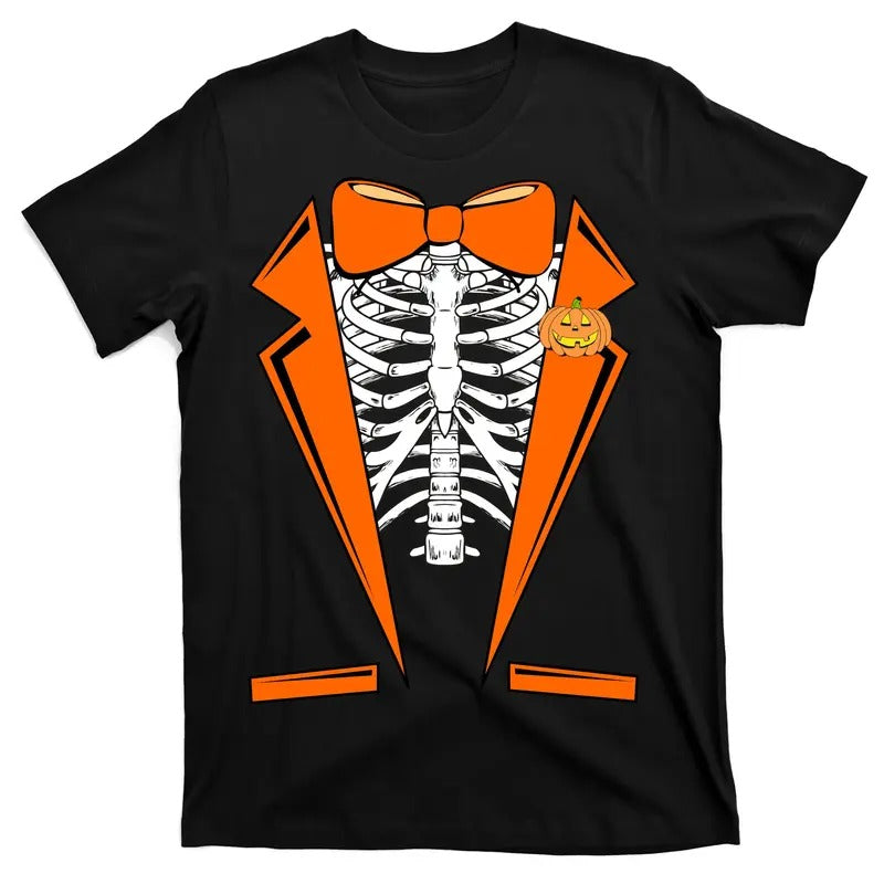 Halloween Skeleton Tuxedo Tux Funny Fun Pumpkin Costume T-Shirt Hoodie, Sweatshirt | GrindPrints.com