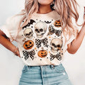 Halloween Skull Bow Shirt, Coquette Bow Halloween Sweatshirt, Halloween Tee, Skeleton Spooky Season T-shirt, Coquette...