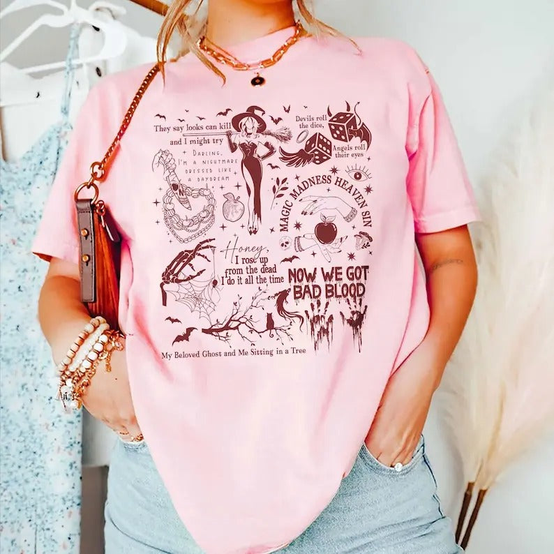 Halloween Songs Shirt,  Symbols & Lyrics, Pumpkin Shirt, Spooky Season, Fall Season Shirt, Ghost Cotton Womenswear Casual...