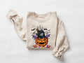 Halloween Sweatshirt, Halloween Sweater, Cat on Pumpkin Sweatshirt, Black Cat Sweatshirt, Halloween Crewneck, Black Cat...