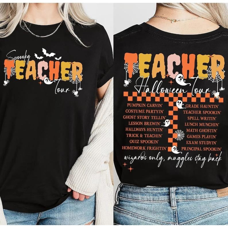 Halloween Teacher Tour Shirt, Spooky Teacher Classroom Tshirt, Cute Ghost Halloween Teacher, Teacher Life Shirt,...