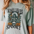 Halloween Tee Spooky Halloween Tshirt Skeleton Halloween T-Shirt Just a Girl Who Loves Spooky Tee Skull Halloween Top...