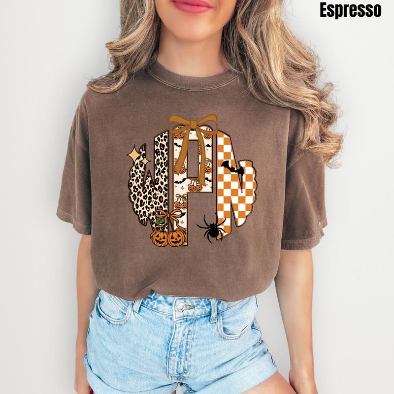 Halloween Theme Monogram Comfort Colors T-Shirt 'NLB' Hoodie, Sweatshirt | GrindPrints.com